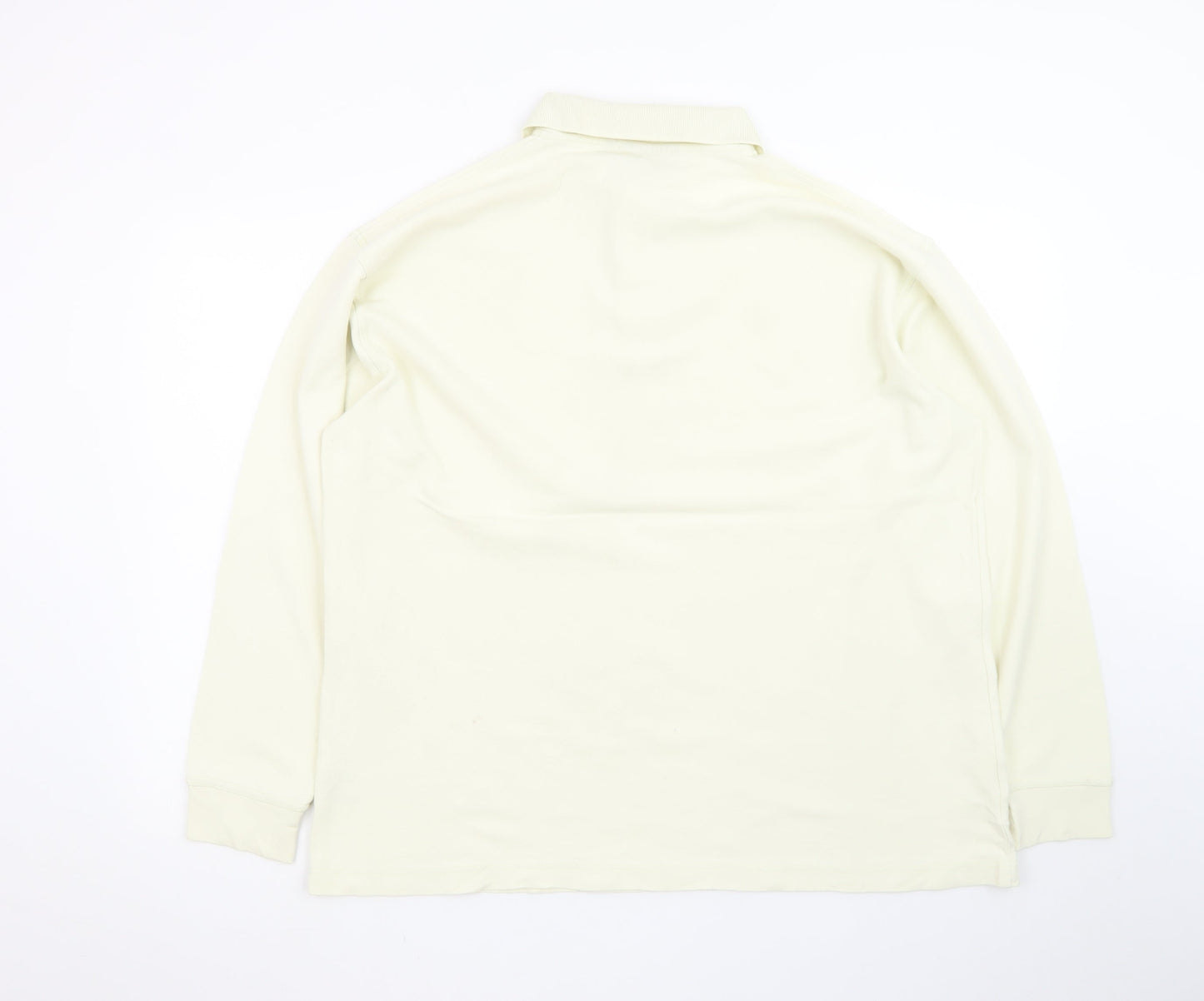 Glenmuir Men’s Ivory Long Sleeve Cotton Polo Shirt Size L