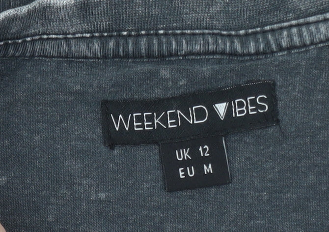 Weekend Vibes Women’s Grey Austin Texas Car Graphic Cotton T-Shirt UK 12