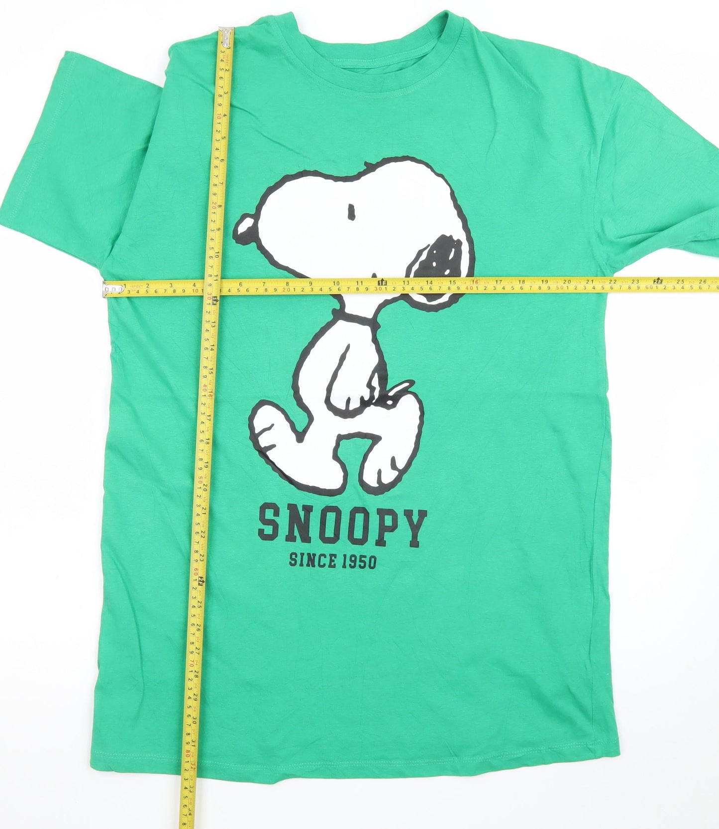 Peanuts Snoopy Men's Green Cotton Graphic T-Shirt Size S