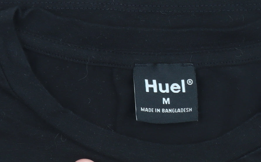Huel Men's Black Cotton Crew Neck Short Sleeve T-Shirt M