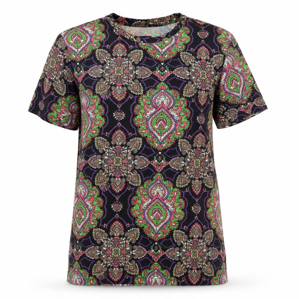 Urban Threads Women's Multicoloured Paisley Short Sleeve T-Shirt S