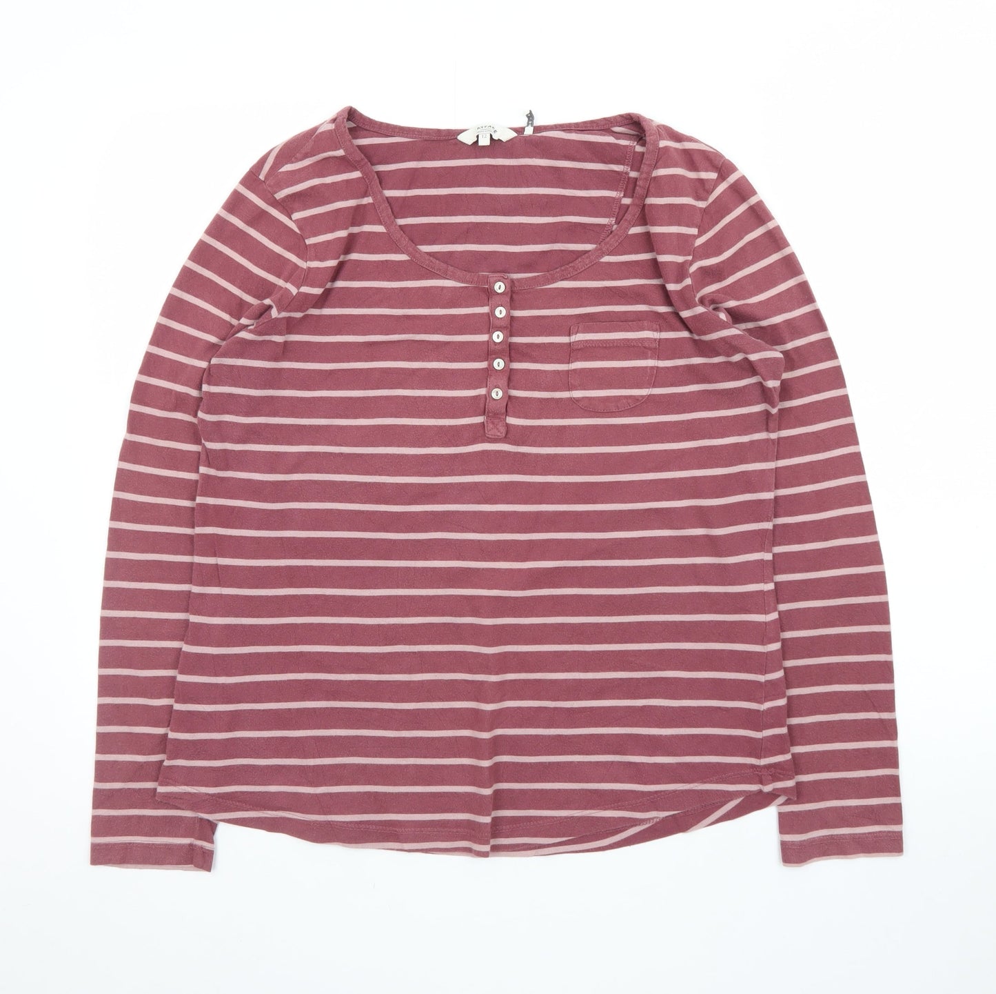 FatFace Womens Pink Striped Long Sleeve Cotton T-Shirt Size 12