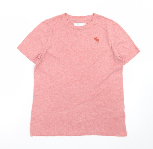 Abercrombie Kids Boys Pink Logo T-Shirt 13-14 Years Short Sleeve Crew Neck