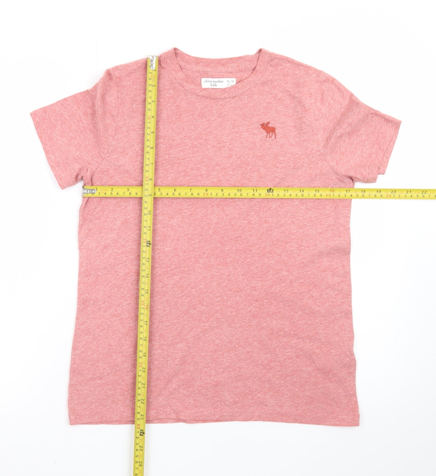 Abercrombie Kids Boys Pink Logo T-Shirt 13-14 Years Short Sleeve Crew Neck