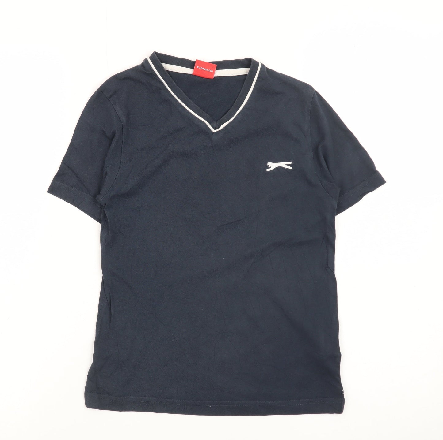 Slazenger Teens Blue V-Neck Short Sleeve Cotton T-Shirt XS