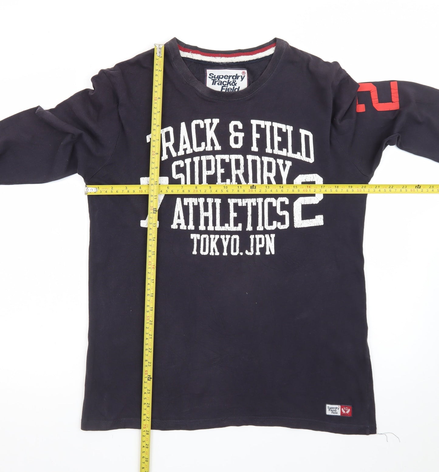 Superdry Men's Navy Long Sleeve Track & Field T-Shirt Size M