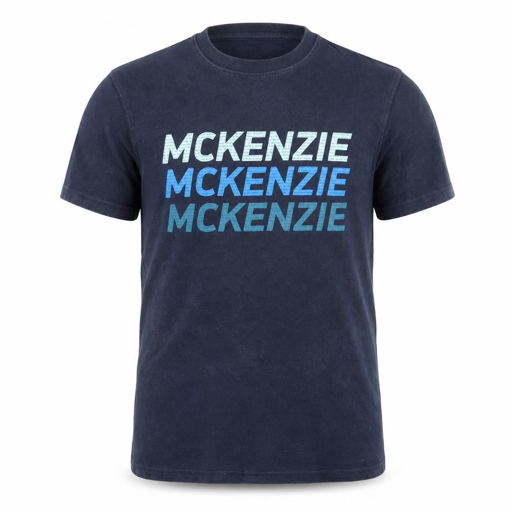 McKenzie Men's Blue Graphic Logo Crew Neck Short Sleeve T-Shirt Size S