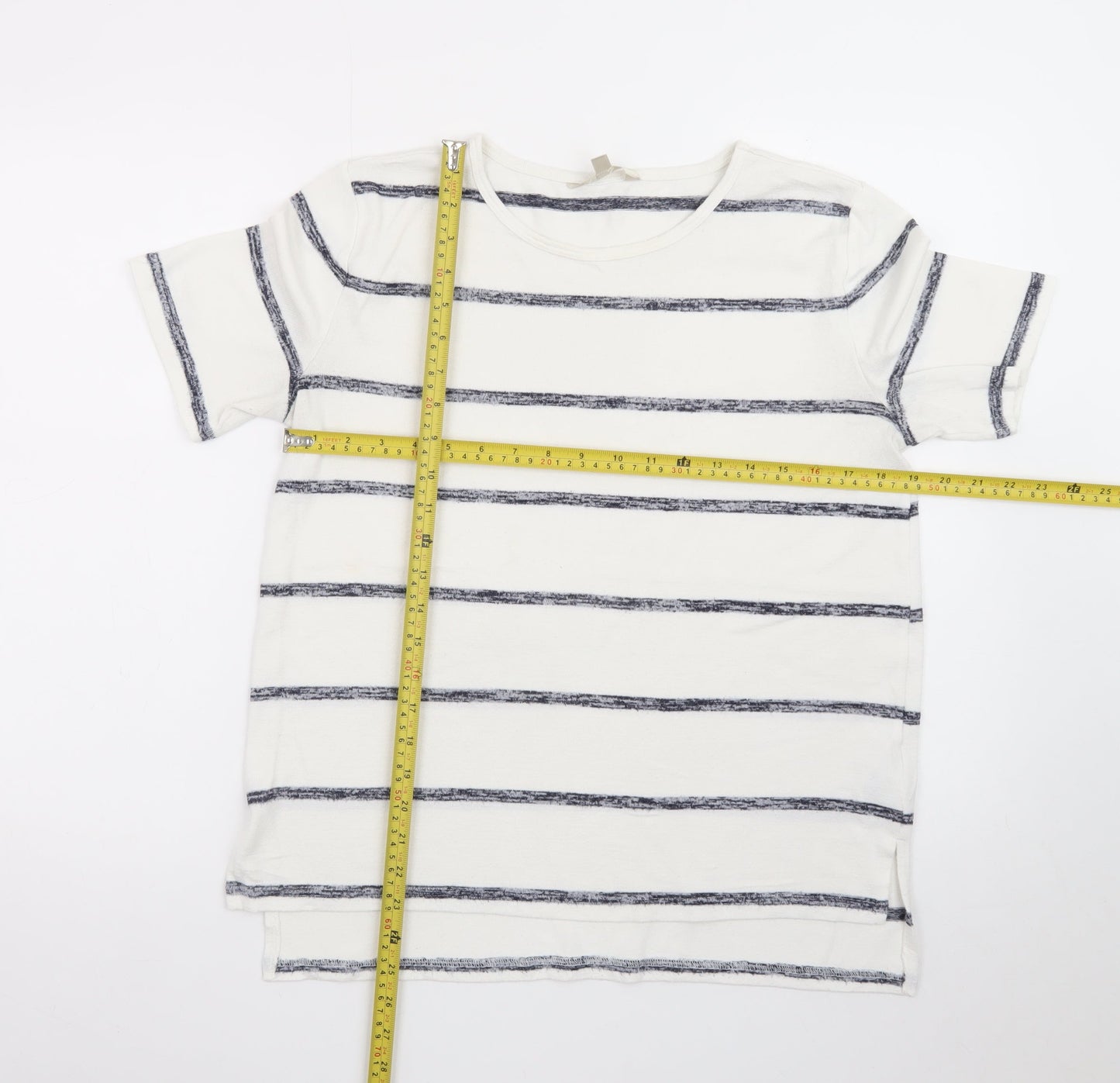 Banana Republic Womens White Striped Luxespun T-Shirt Size M