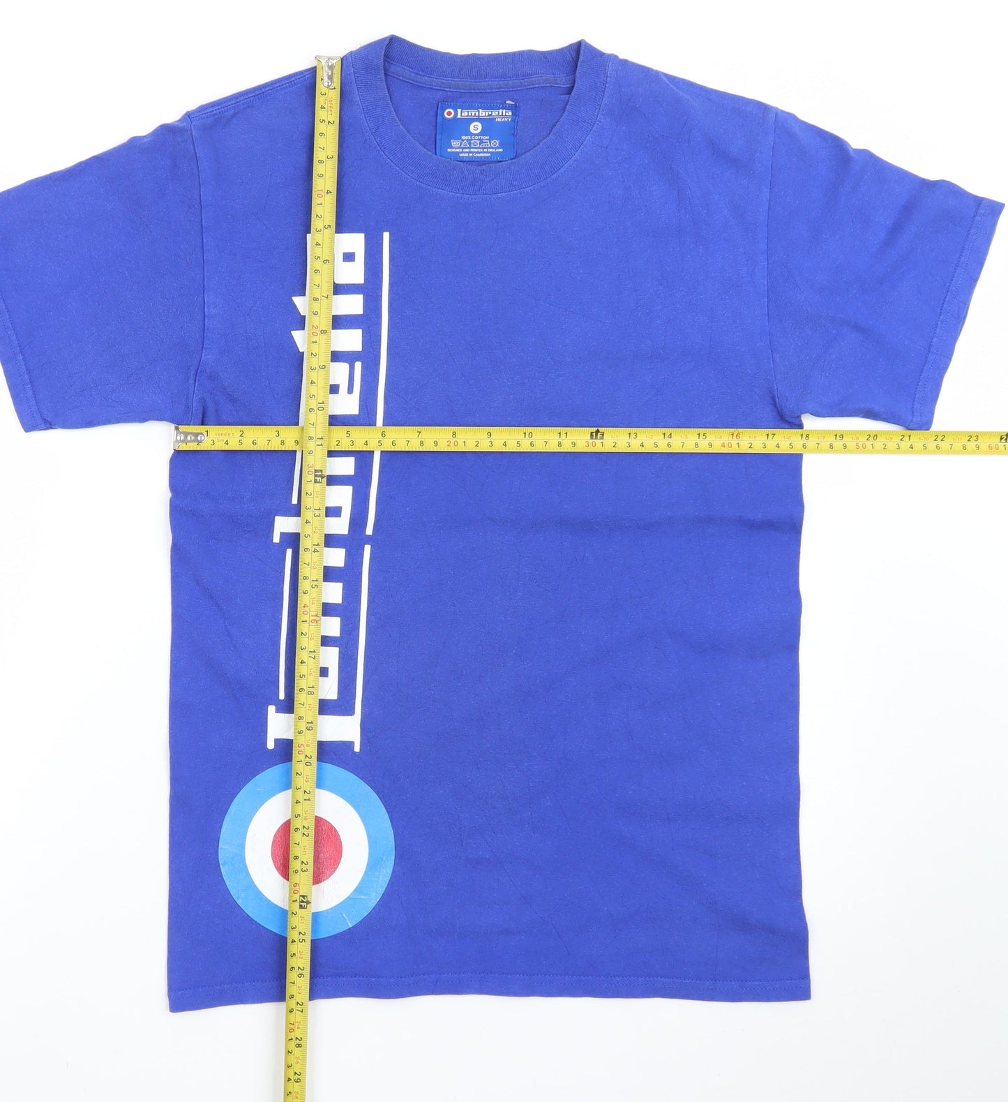 Lambretta Men's Blue Crew Neck Graphic Cotton T-Shirt Size S