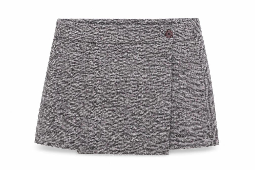 Great Plains Women's Grey Tweed Wrap Mini Skirt Size 10