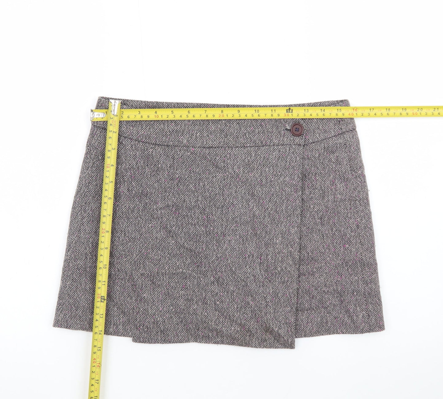 Great Plains Women's Grey Tweed Wrap Mini Skirt Size 10
