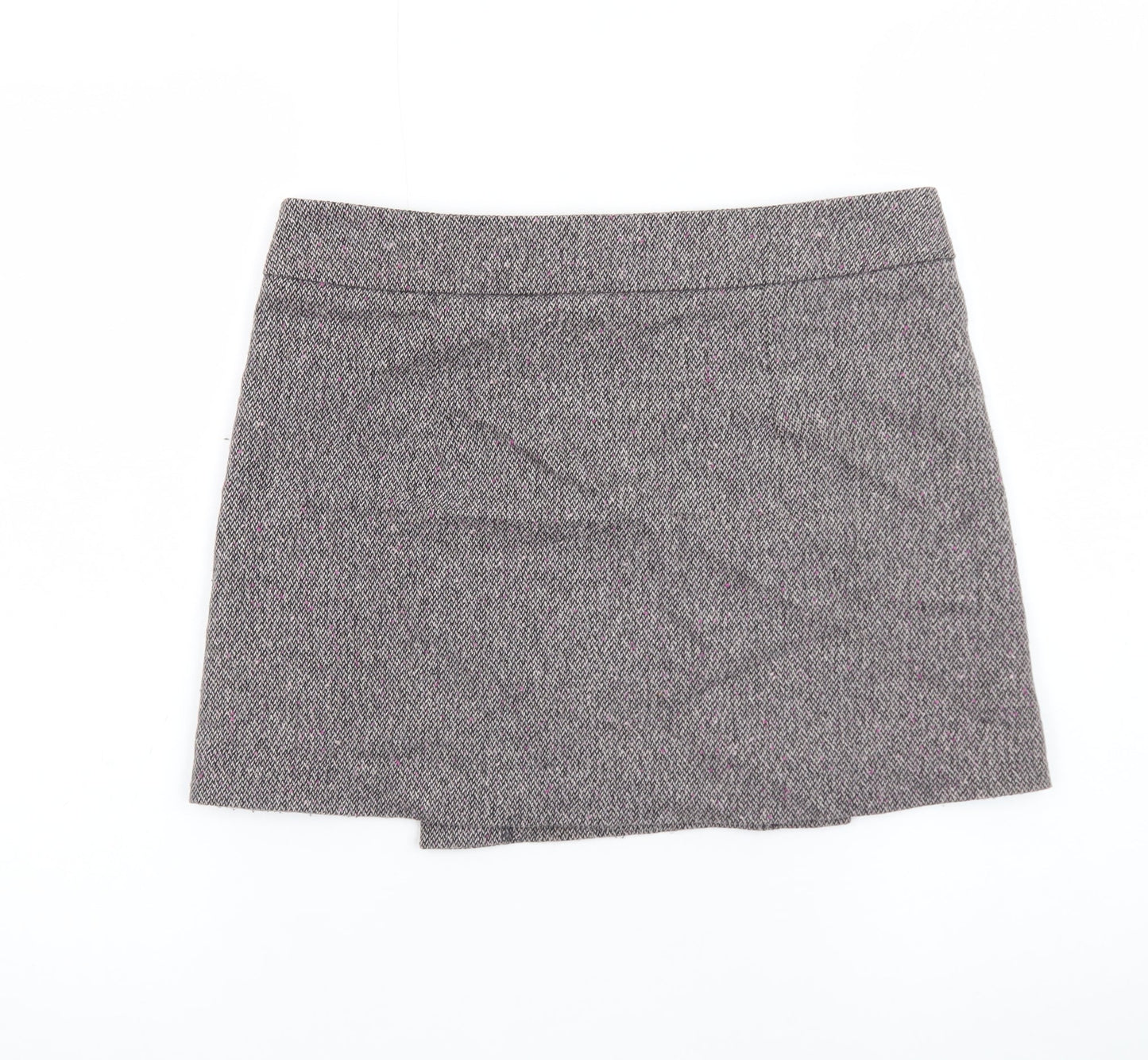 Great Plains Women's Grey Tweed Wrap Mini Skirt Size 10