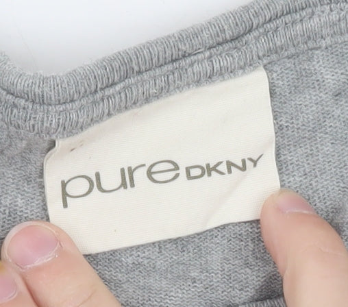 Pure DKNY Women’s Grey Long Sleeve Cotton Crew Neck T-Shirt Size L