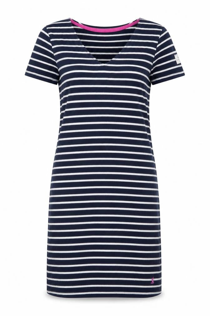 Joules Women Blue Stripe Cotton T-Shirt Dress Size 8