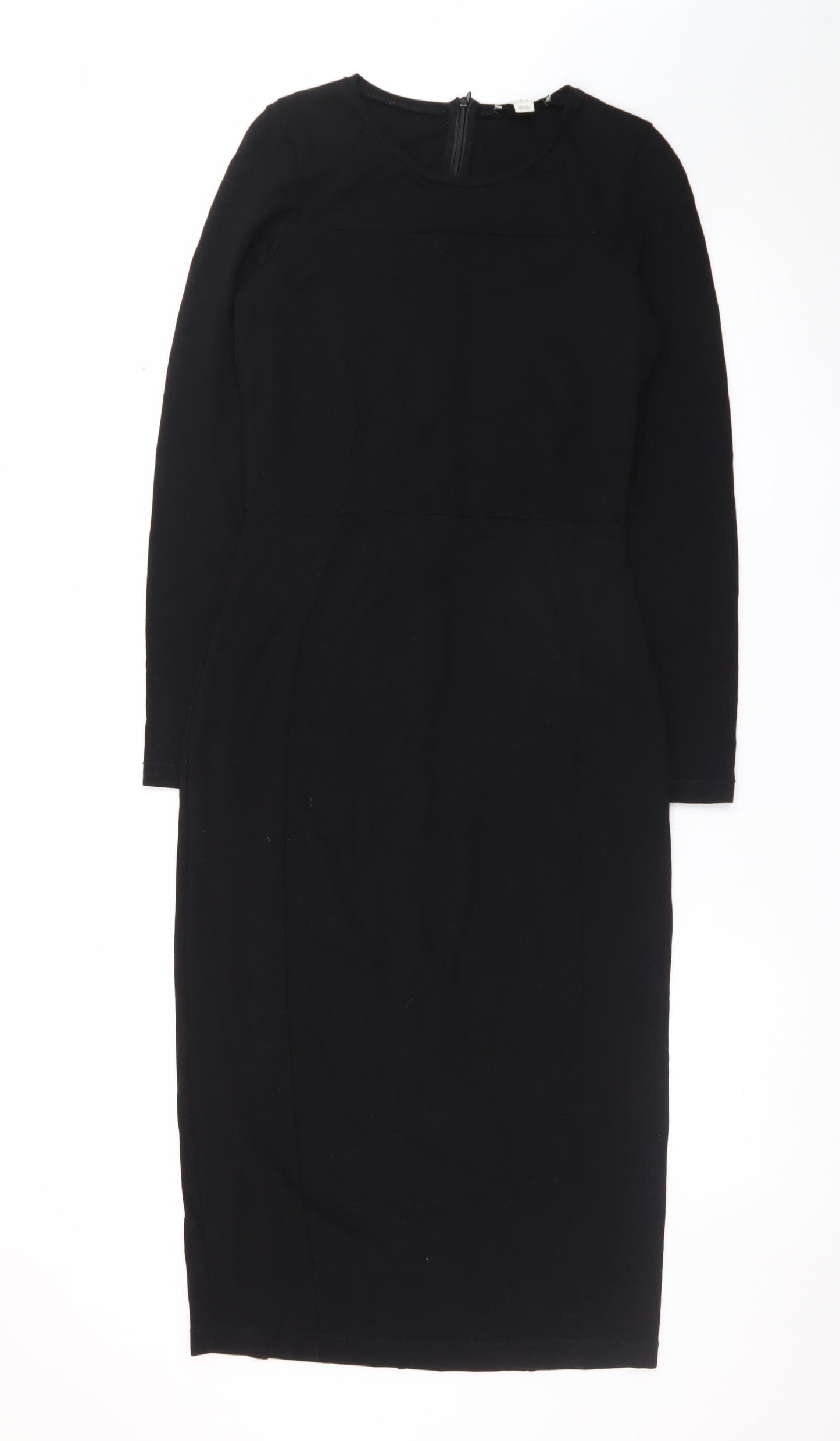 Whistles Women’s Black Sheath Dress Size 12 Long Sleeve Knee Length
