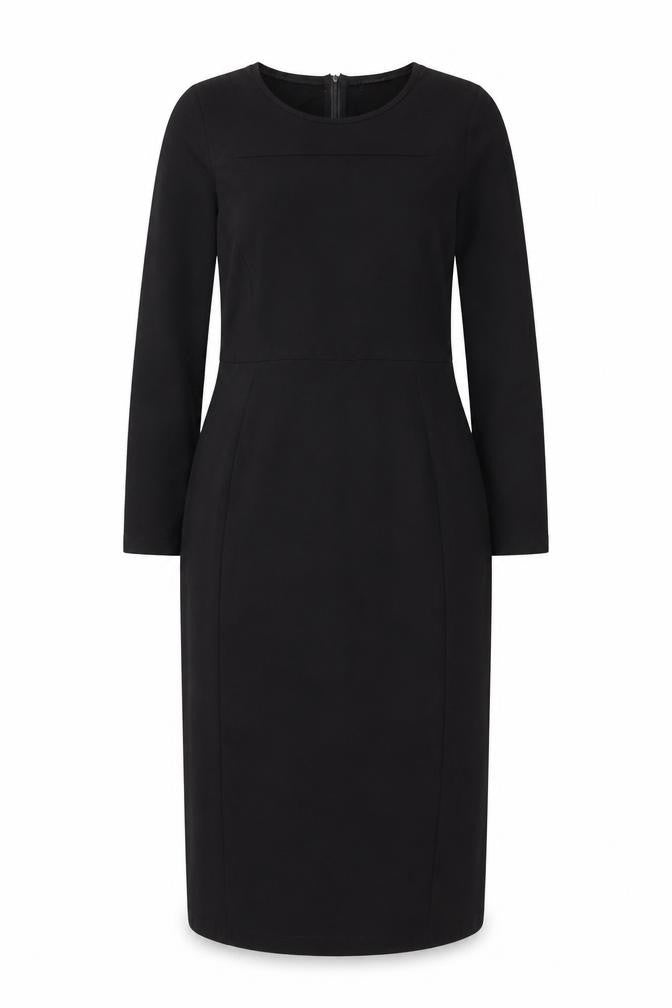 Whistles Women’s Black Sheath Dress Size 12 Long Sleeve Knee Length