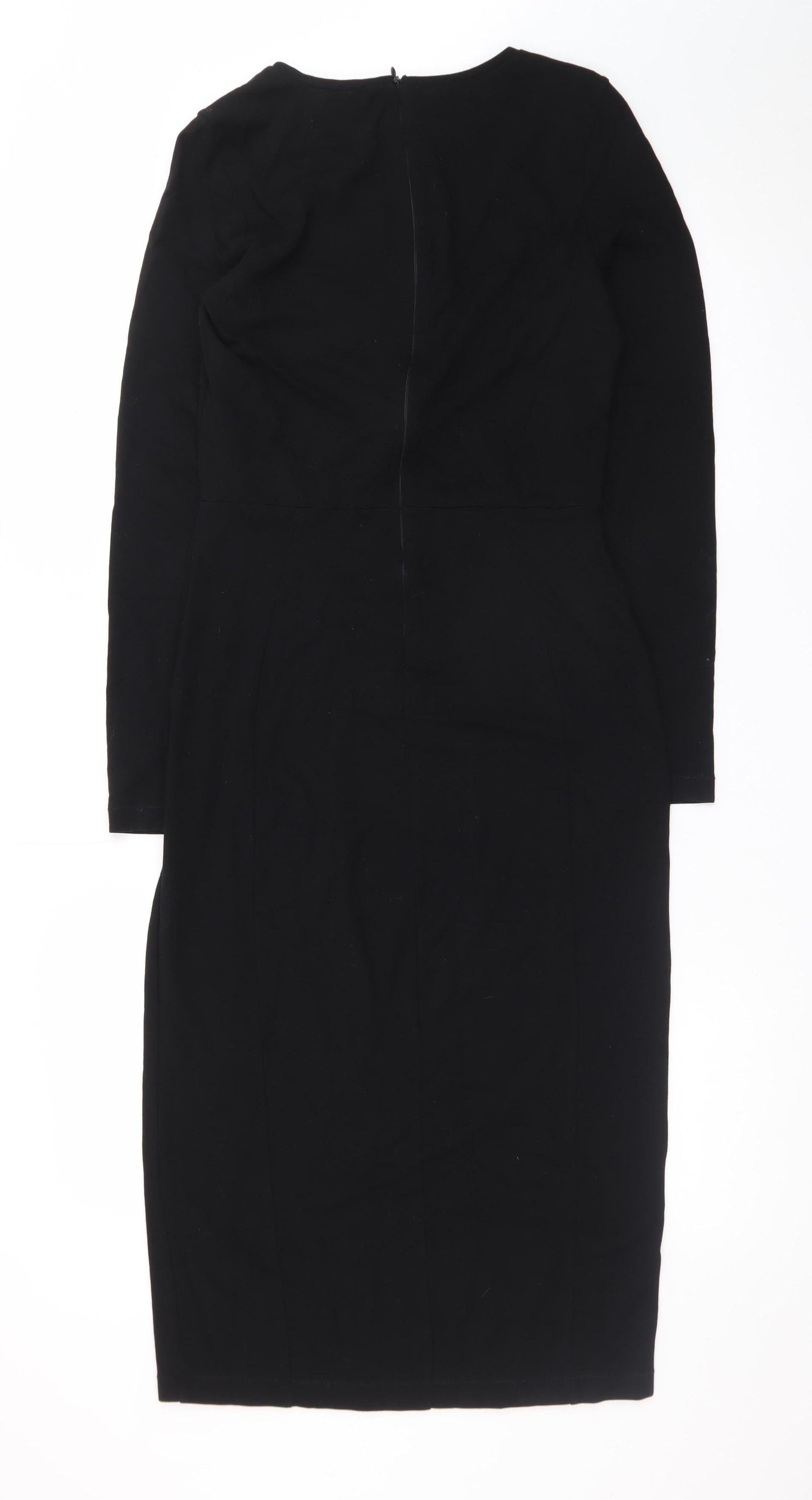 Whistles Women’s Black Sheath Dress Size 12 Long Sleeve Knee Length