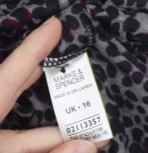 Marks and Spencer Women’s Multicoloured Animal Print Jersey T-Shirt UK 16