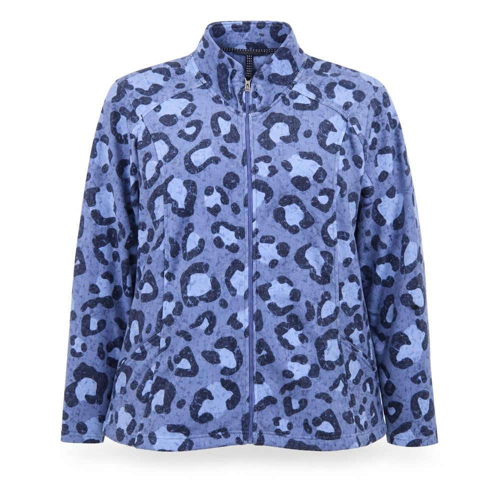 ISLE Loungewear Women's Blue Animal Print Full Zip Sweatshirt XL 22-24