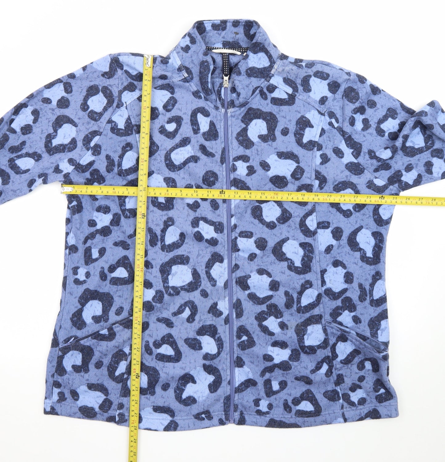 ISLE Loungewear Women's Blue Animal Print Full Zip Sweatshirt XL 22-24