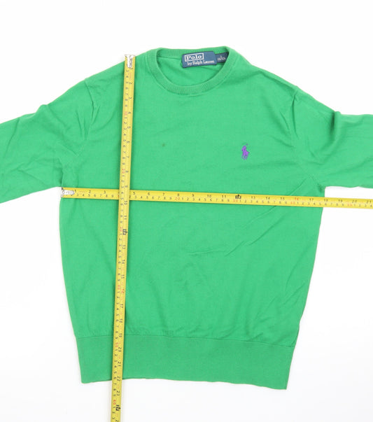 Ralph Lauren Men's Green Cotton Crew Neck Jumper Size S