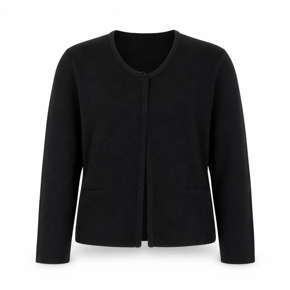 Laura Ashley Women Black Size 8 Classic Open Cardigan