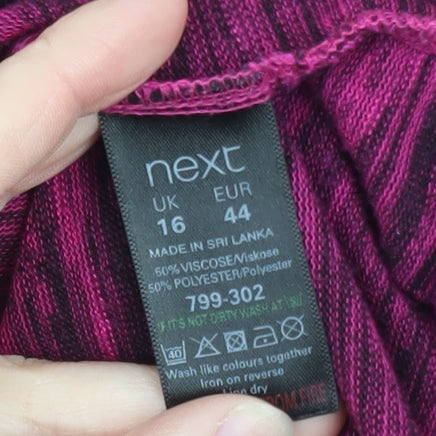 Next Womens Pink Striped Jersey T-Shirt Size 16 Relaxed Fit