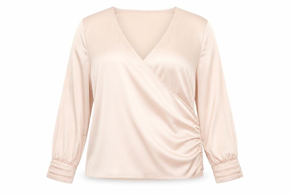 Lipsy Women’s Pink Satin Wrap Blouse UK 16 Long Sleeve Top