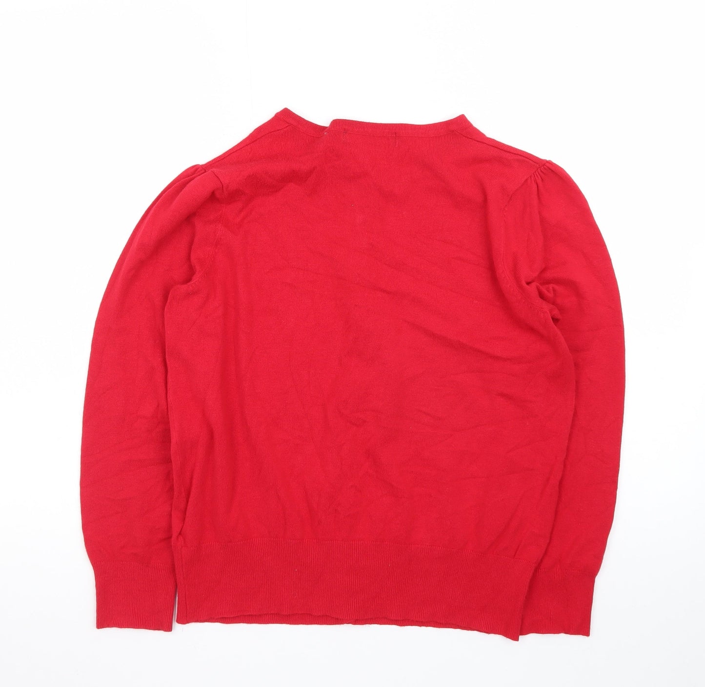 Marks and Spencer Women’s Red Cardigan Size 16 Crew Neck Knit