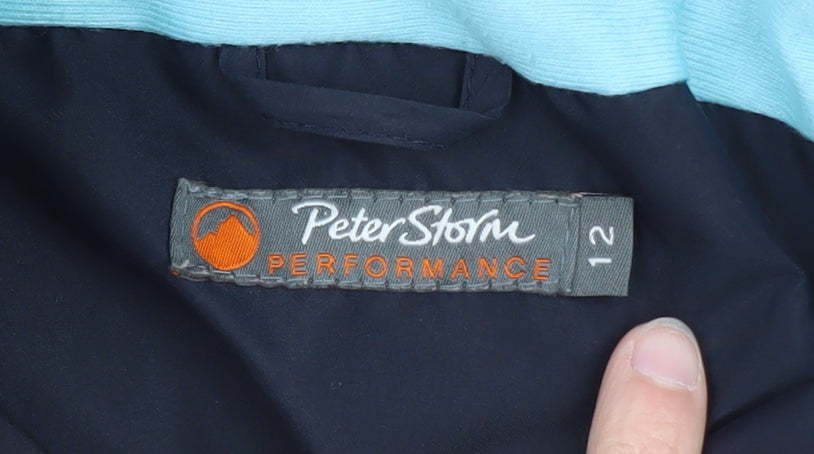 Peter Storm Women's Blue Waterproof Hooded Rain Jacket Size 12