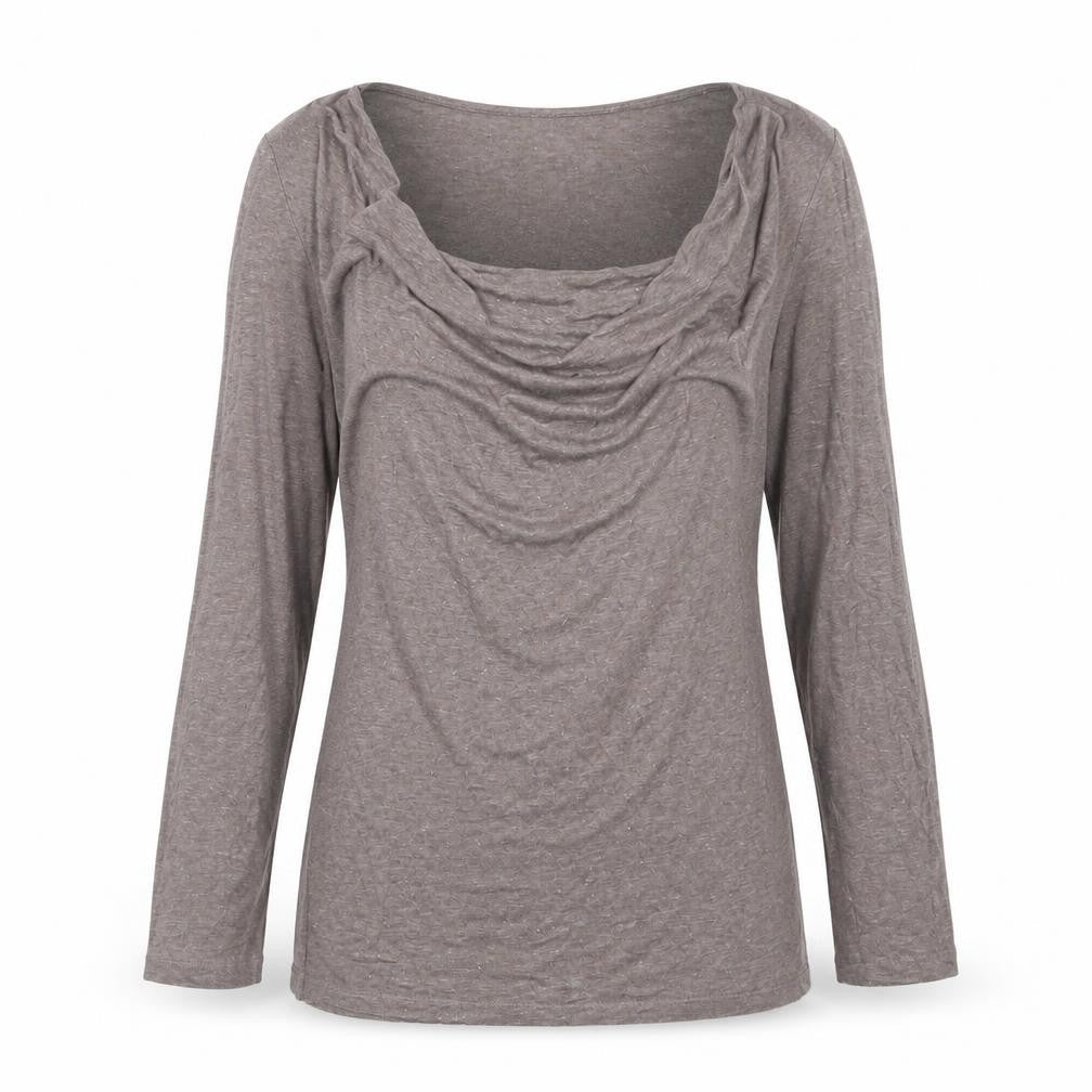 East Womens Brown Cowl Neck Long Sleeve Viscose Blend Blouse Size 10