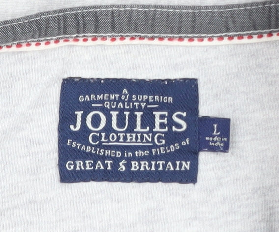 Joules Men's Grey Long Sleeve Cotton Polo Shirt Size L