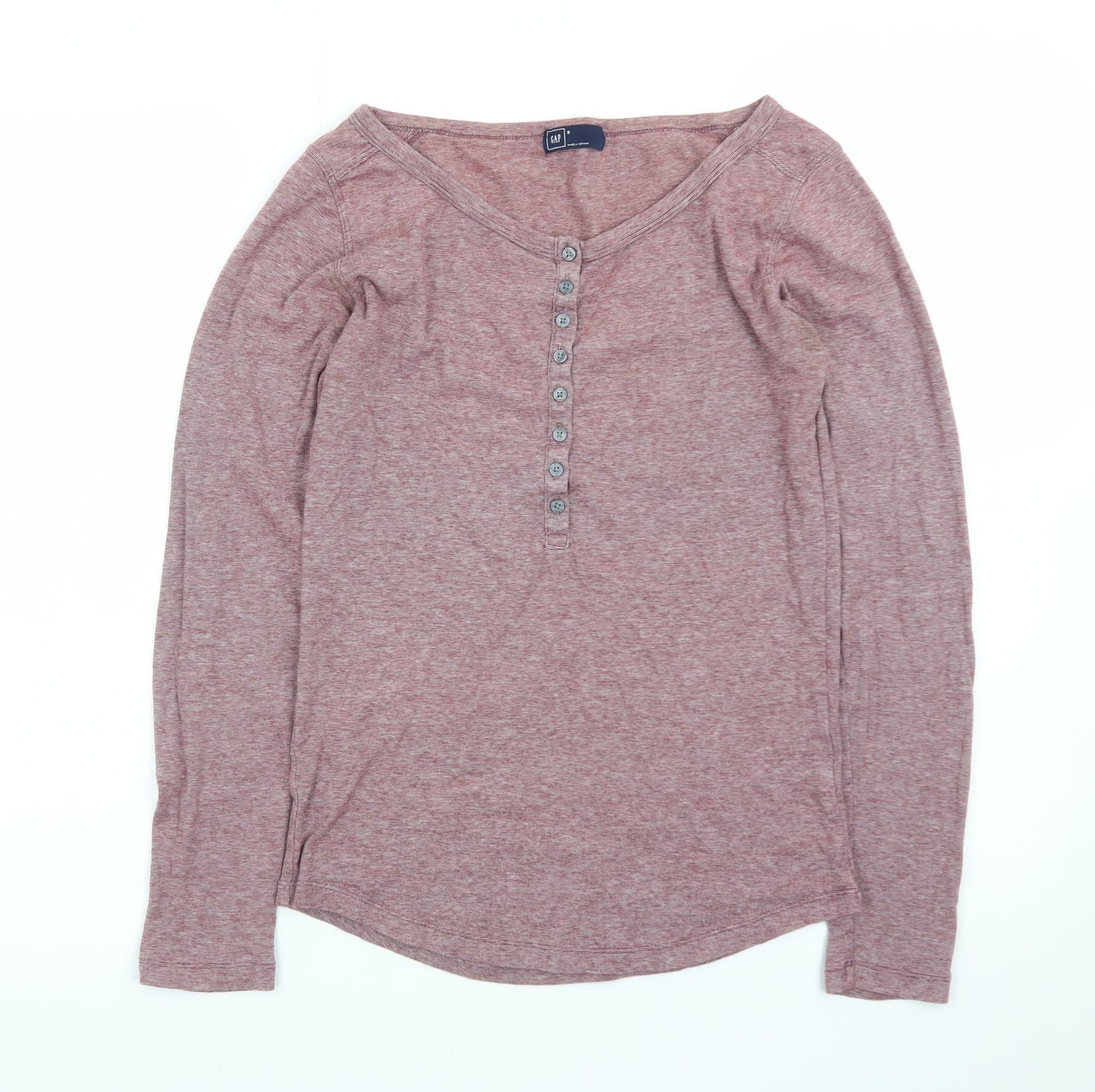 GAP Women's Pink Long Sleeve Henley Button-Up Top Size S