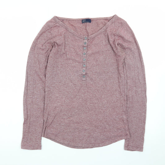 GAP Women's Pink Long Sleeve Henley Button-Up Top Size S