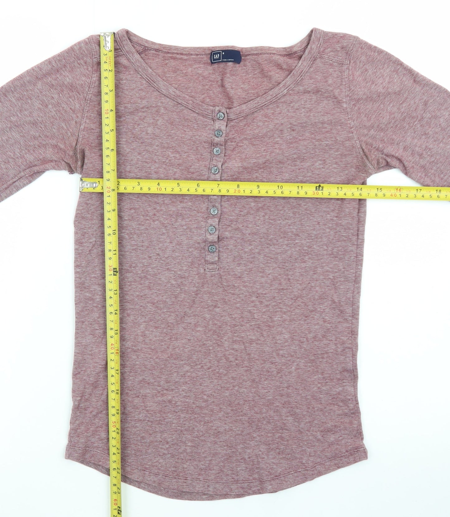 GAP Women's Pink Long Sleeve Henley Button-Up Top Size S