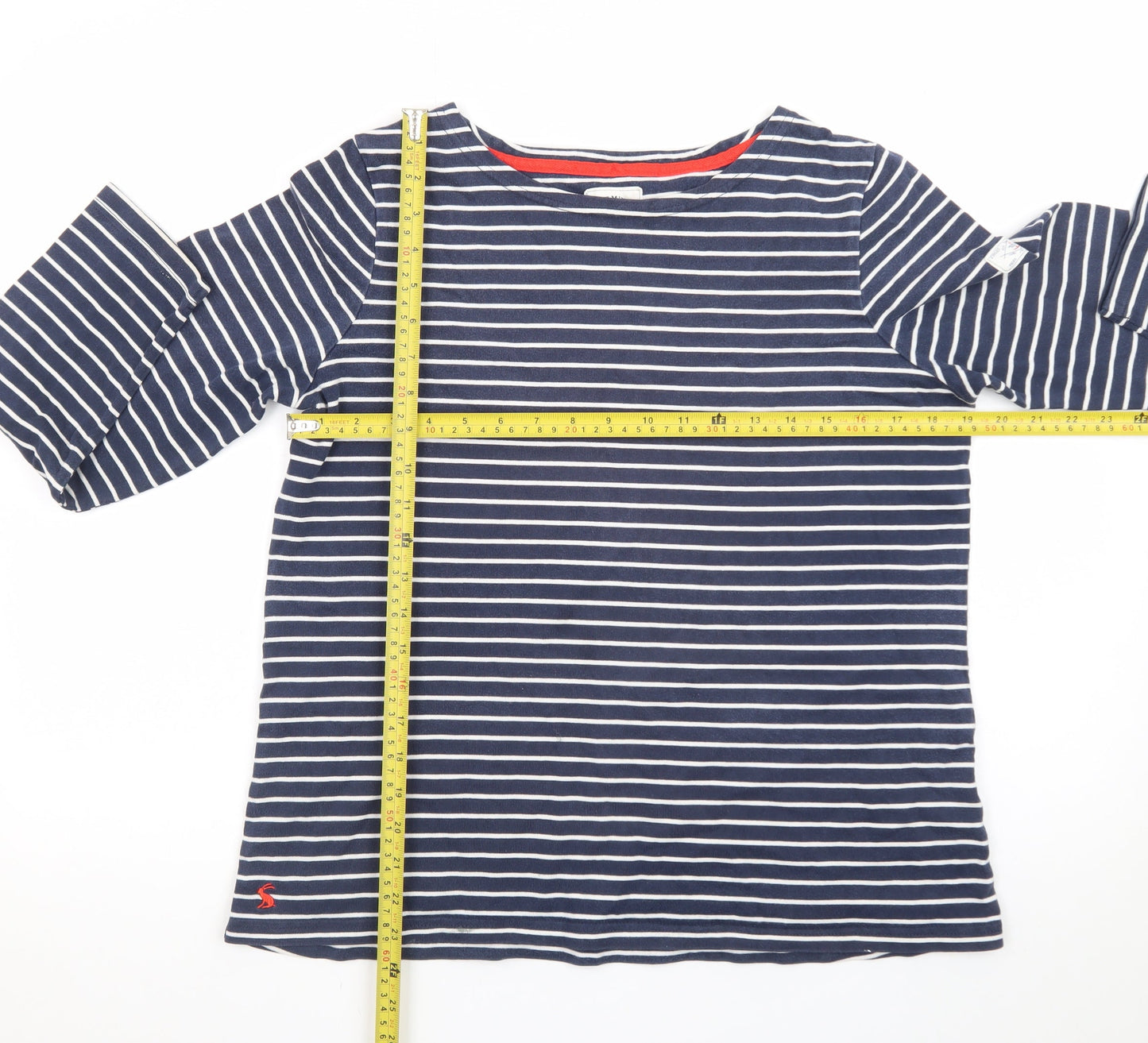 Joules Women Blue White Striped Long Sleeve Cotton Top UK 16