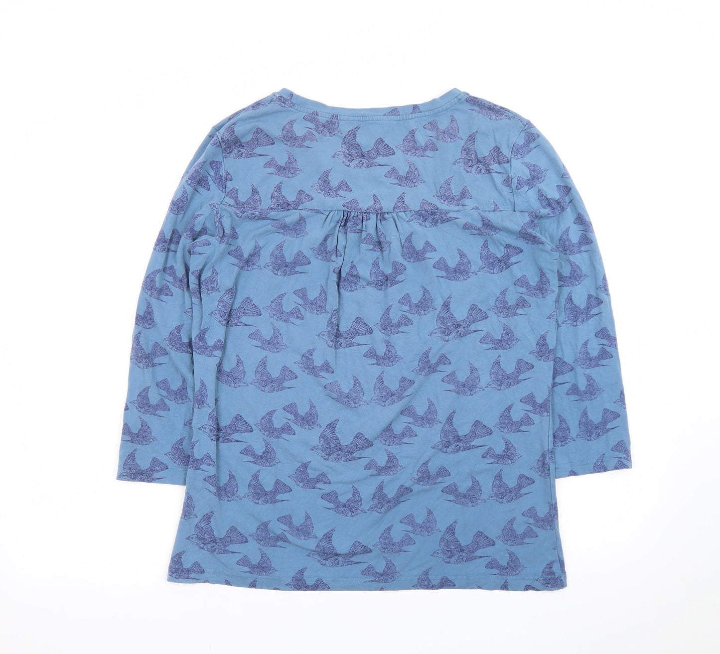 Ness Womens Blue Bird Print 3/4 Sleeve Viscose T-Shirt M