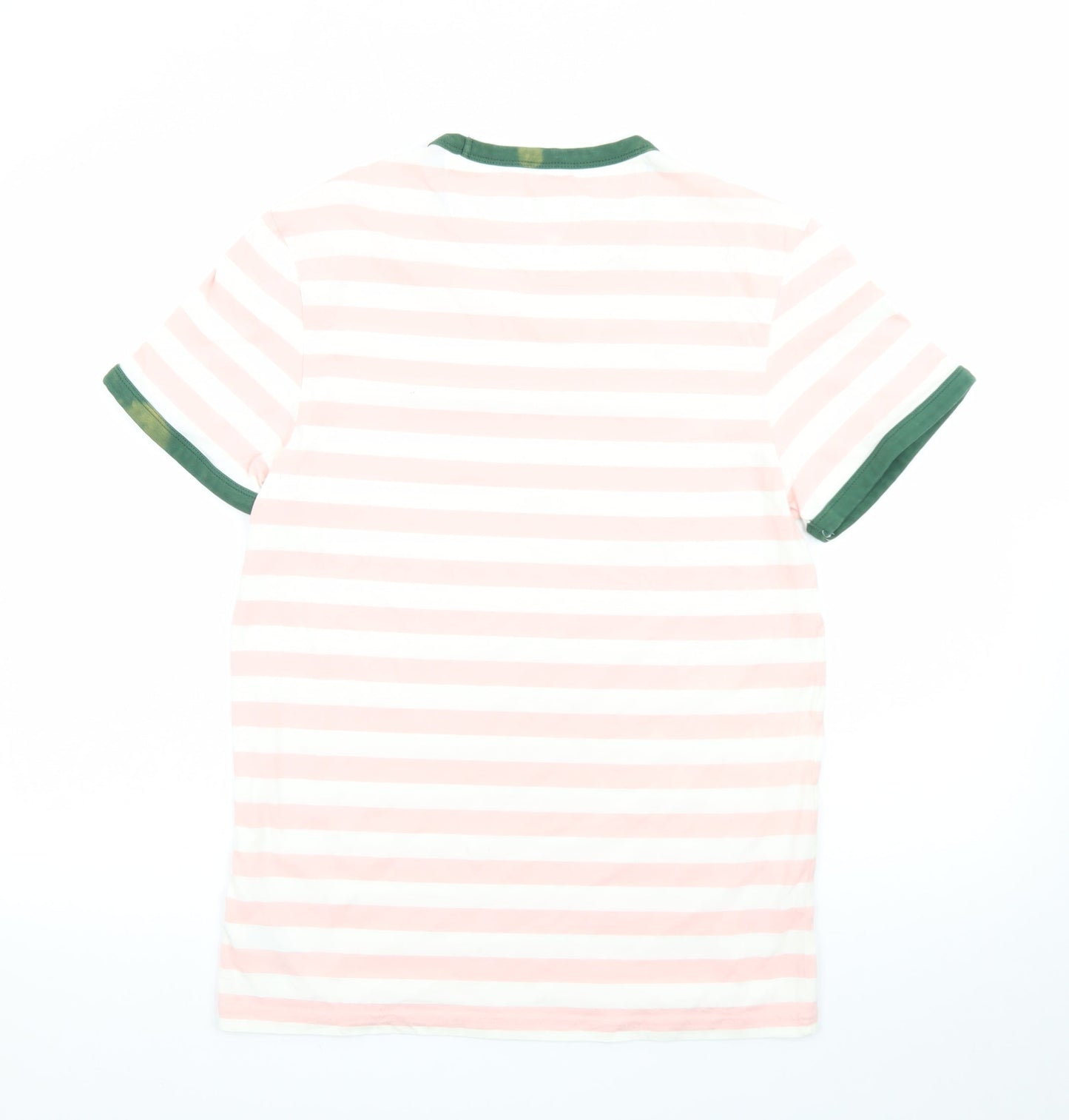 Farah Men's Pink Striped Crew Neck Regular Fit Cotton T-Shirt M