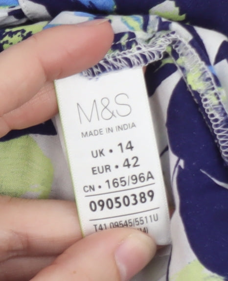 Marks and Spencer Women's Multicoloured Floral Tunic Blouse UK 14