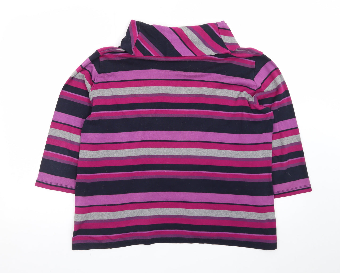 Edinburgh Woollen Mill Womens Purple Striped Cotton Tunic Top Size M