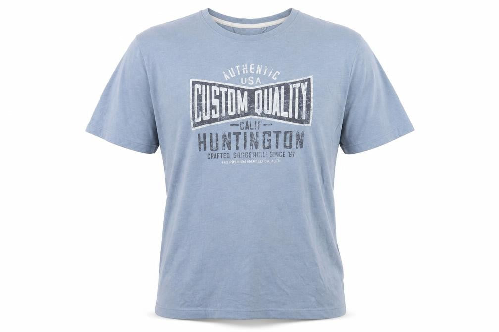 Easy Blue Graphic Huntington California Crew Neck Men's T-Shirt L Regular Fit