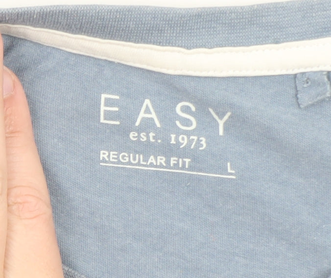 EASY Blue Graphic Huntington California Crew Neck Men's T-Shirt L Regular Fit