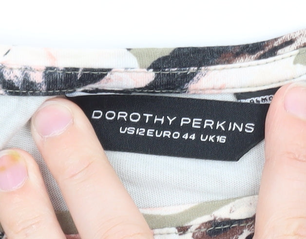 Dorothy Perkins Womens Green Floral Crochet Trim Blouse Size 16