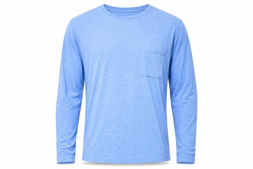 Marks and Spencer Men's Blue Long Sleeve Cotton T-Shirt M