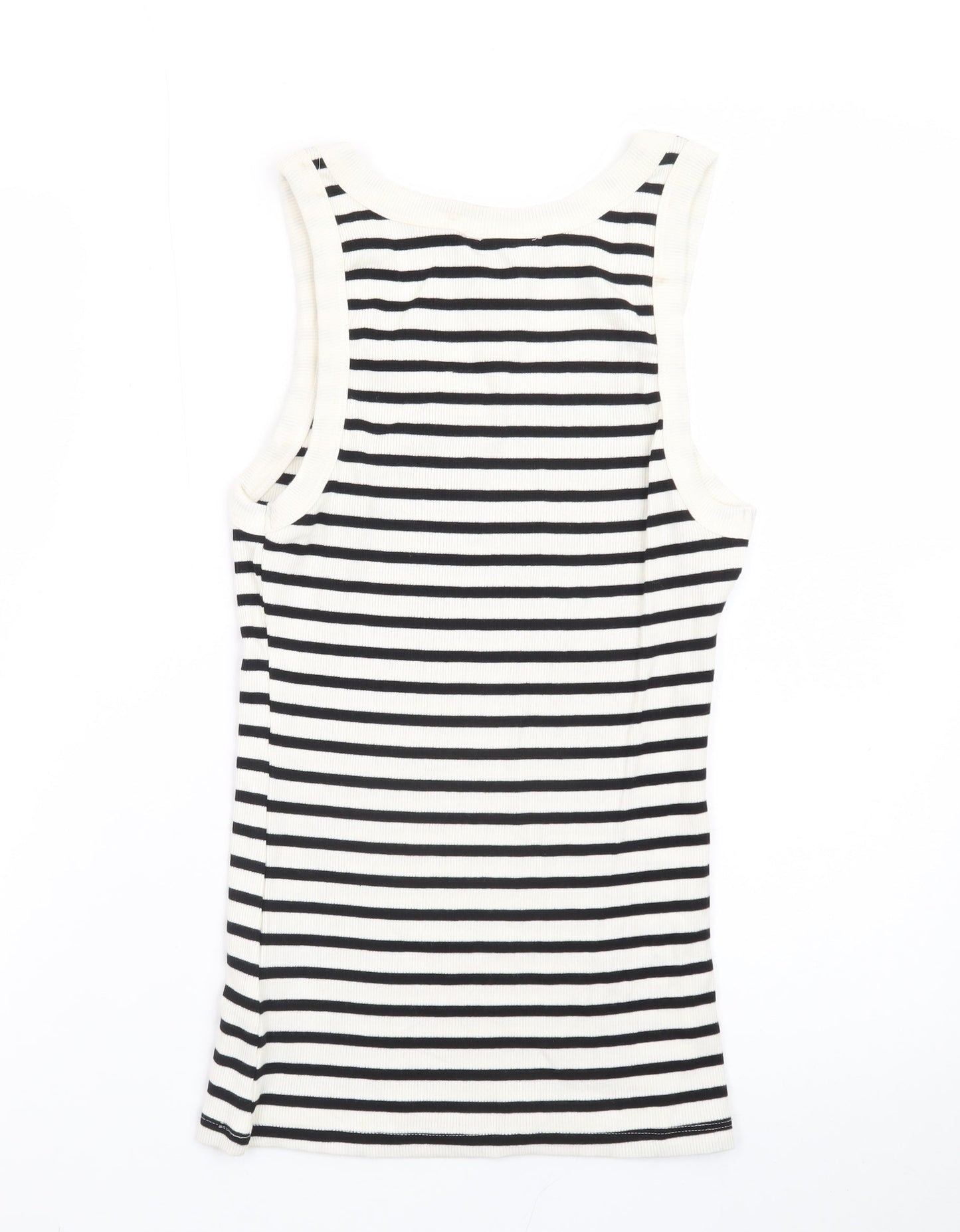 Marks and Spencer Women Black Striped Cotton Tank Top Size 10