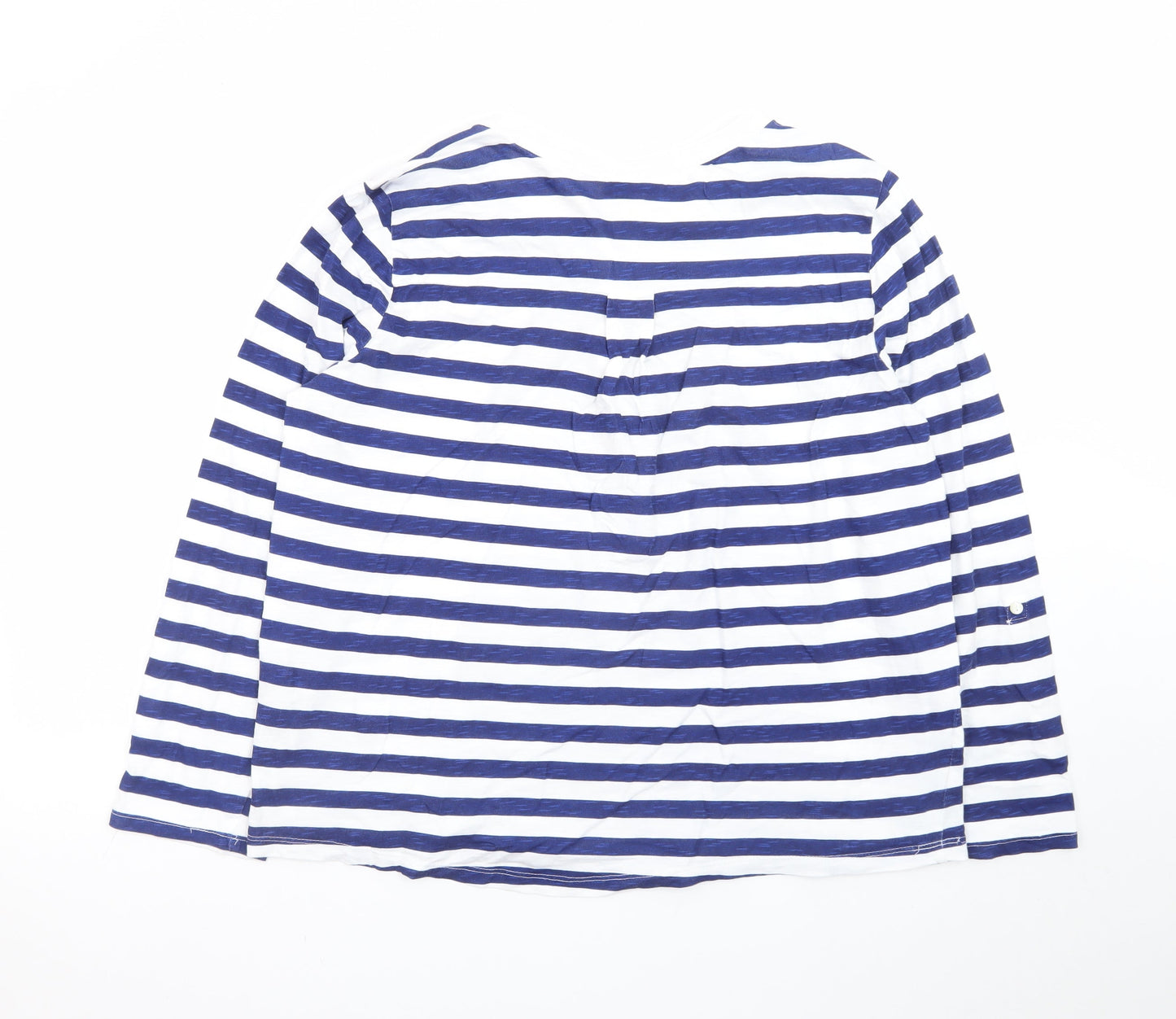 Style & Co Women Blue White Striped Long Sleeve Henley Jersey Top L