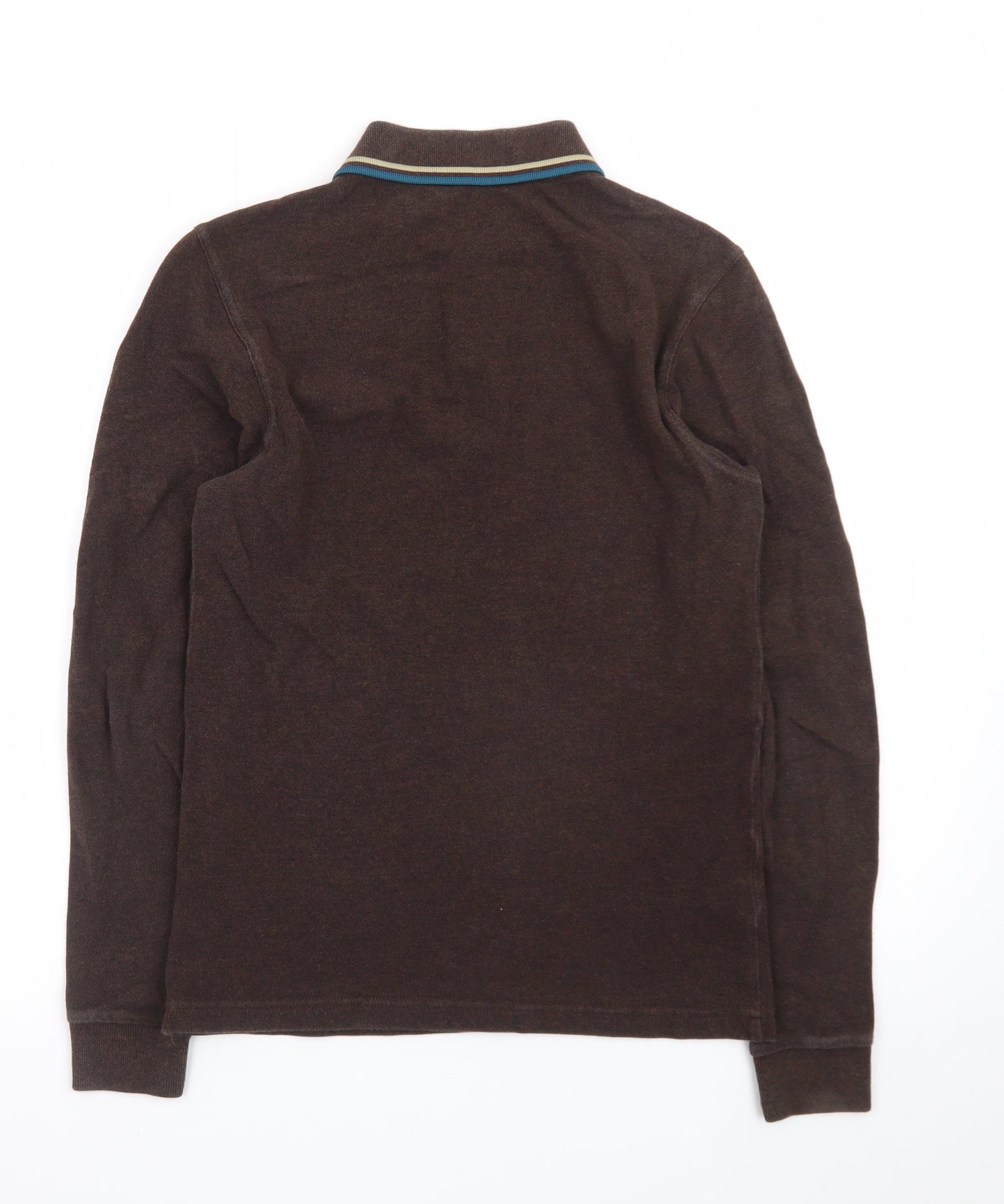 Fred Perry Men's Brown Long Sleeve Slim Fit Polo Shirt XS