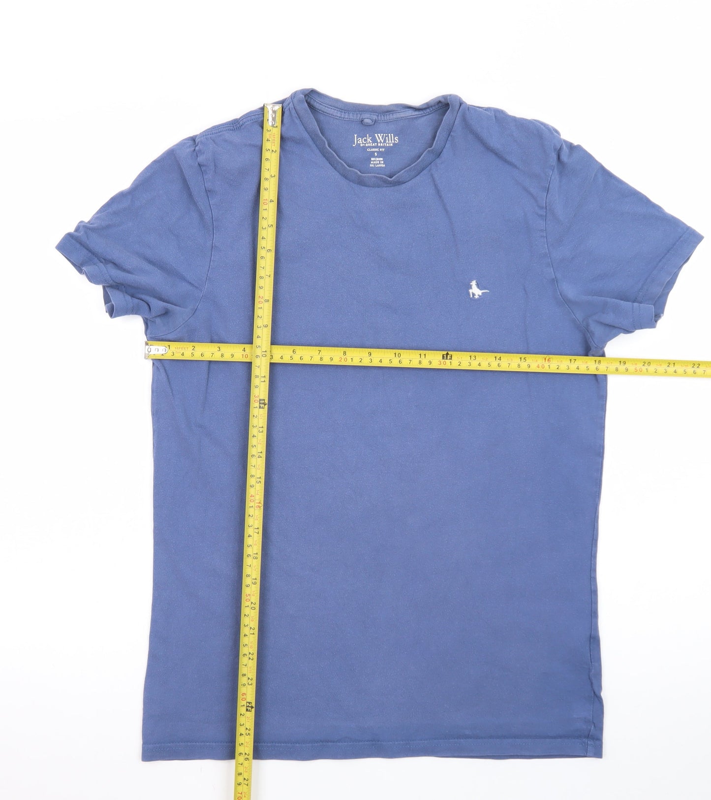 Jack Wills Men Blue Classic Fit Short Sleeve Cotton T-Shirt Size S