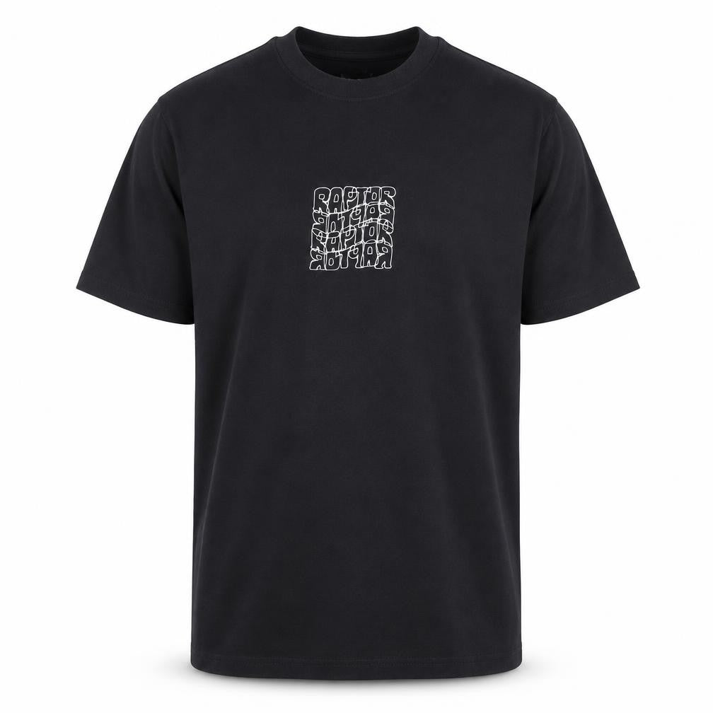 Raptor Men's Black Small Graphic Print Cotton T-Shirt