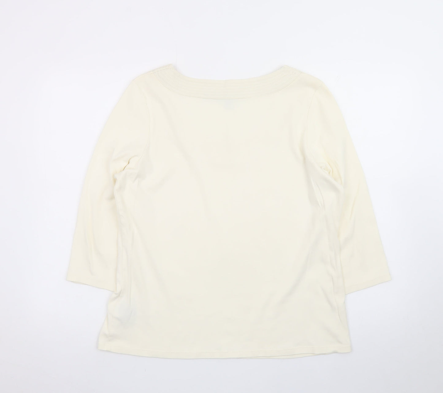 Boden Women’s Ivory 3/4 Sleeve Scoop Neck Cotton T-Shirt Size 10
